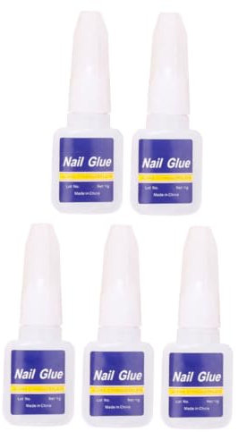 Vaguelly Colle à Ongles Professionnelle 10G Lot de 5 Colles à Appliquer au Pinceau Forte pour Manucure à Domicile Salon Outils de Nail Art