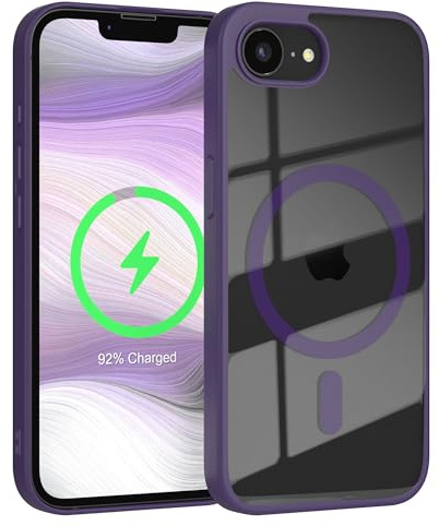 EAZY CASE Hülle für iPhone 16e kompatibel mit Qi Charging Ultra Aufprallschutz Stoßfest und Kratzfest dünne Schutzhülle mit Kameraschutz Silikon Cover Clear Hybrid Handy Case Lila - Qi Charging