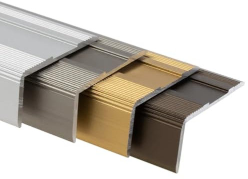 Floordirekt Treppenkantenprofil aus Aluminium 100cm - inkl. Schrauben und Dübeln | Winkelprofil 37mm Breite x 17 mm (Silber) Glory