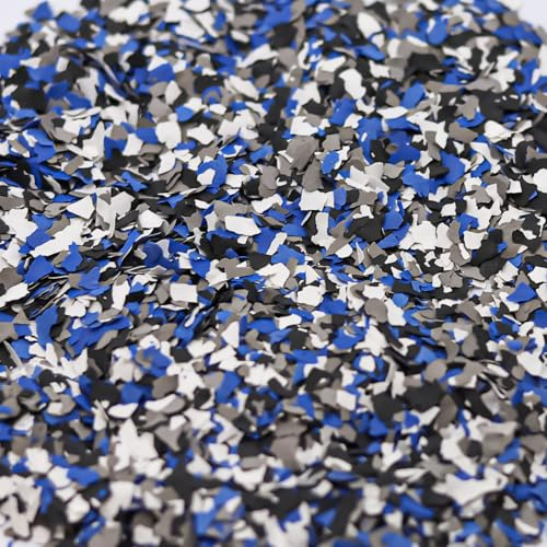 KEPYDRMTF Flocons de sol époxy pour garage, couleurs mélangées, revêtements de sol en béton, peinture décorative pour murs, peinture intérieure et extérieure (noir, blanc, bleu, gris, 0,9 kg)