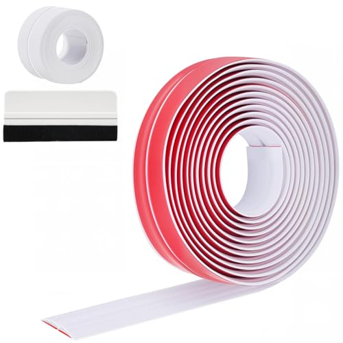 RiuCrepian Plinthes de protection des bords autocollantes, blanches, flexibles, multifonctionnelles, 3,3 m x 4 cm, plinthe souple pour portes, fenêtres, murs, cuisine, carrelage, utilisées pour la