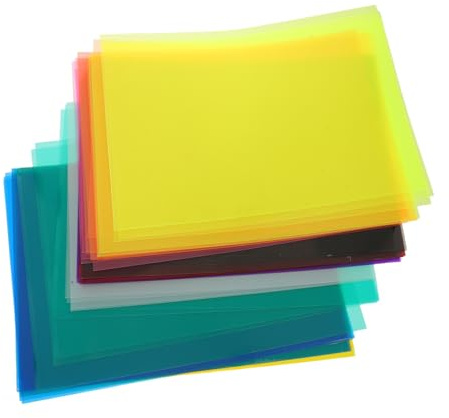AKOOSY 50 Blatt Farbiges Zellophanpapier A4 Transparente Mehrfarben Folie für Bastelarbeiten Lichtexperimente und Kinderkunst Leichte Schneidfolie für Schulprojekte und Dekoration