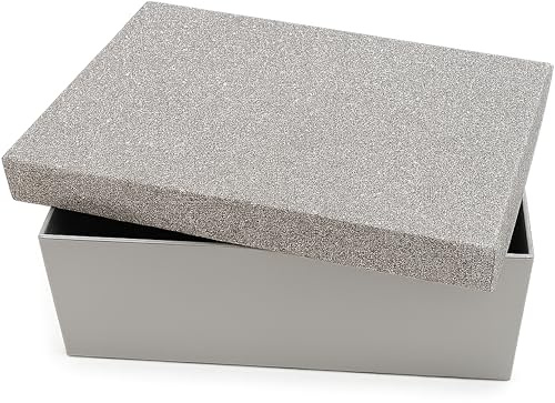 Geschenkkarton Silver Glamour (21 cm) – glitzernde Geschenkbox in Silber