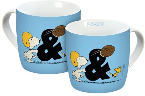 Tasse Peanuts Friendship & Wisdom 300ml, Porzellantasse, Kaffeetasse, Kindertasse, Porzellan, blau, Gedalabels