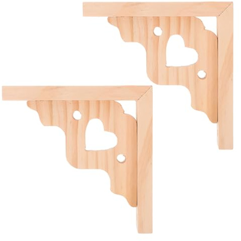 HORIALENCE 2 Stück Wandregalhalterungen aus Holz – Unbehandelte dreieckige Regalträger für Hängelampen und Pflanzgefäße – Landhaus- und Industriestil, 15 cm (6 Zoll)