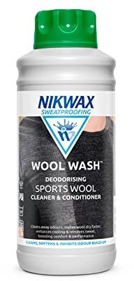 Nikwax Wool Wash 1L, Leistungsstarker Wollreiniger. Reinigt, macht weich, verbessert die Feuchtigkeitstransport- & der Trocknungseigenschaften der Wolle, erfrischt Wolle & Merino-Sportbekleidung