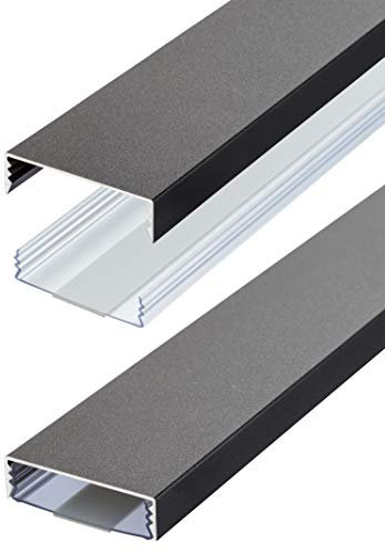 Flacher Design Aluminium Kabelkanal lackiert in Titanium Anthrazit Seidenmatt selbstklebend 50 mm x 15 mm Alunovo Kabelschacht Leitungskanal Installationskanal (Länge: 120cm)
