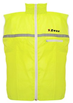 Zeus Herren Regenjacke K Way Wasserdicht Ärmellose Jacke Running Fußball Laufen Training Sport RAIN Jacket Runner Smanicato GELB Fluo (XL)