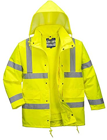 Portwest S468 Hi-Vis 4-in-1 Traffic Jacket Waterproof Inner Ribbed Cuffs | Yellow, Large, EN ISO 20471 Class 3, EN 343 Class 3:1, RIS 3279-TOM, Safe Storage, Two-Way Zip, Concealed Phone Pocket