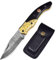 Handmade damascus steel blade folding knife. Blade length under 3 inches. Legal to carry.1534