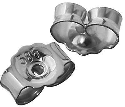 NKlaus 1 Paar 585 Weißgold 14 Karat Gold 5,2mm Loch: 0,8mm Gegenstecker für Ohrstecker Ohrringe Ohrstopper Pousetten Ohrmutter Butterfly Schmetterling Verschluss 4823