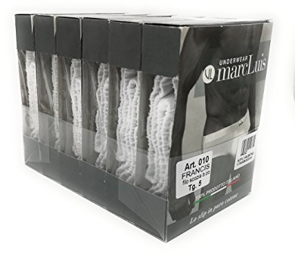 MARC LUIS Slip Uomo Filo Scozia 6 Pezzi (CALIBRATA 10, Bianco)