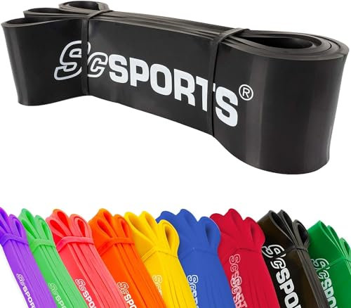 ScSPORTS® Fitnessband - Extra Lang, 2m, Elastisch, Nachhaltig, aus Natürlichem Latex - Gymnastikband, Trainingsband, Theraband, Widerstandsband für Krafttraining, Yoga, Pilates (Schwarz)