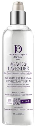 Design Essentials Agave & Lavender Thermal Protectant Serum, 109 ml | Lightweight Heat Protection, Moisturising Serum, Reduces Frizz, Non-Greasy, Ideal for Daily Use