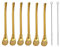 MBB Pack of 6 Gold Stainless Steel Drinking Spoon Straws Infuser Strainer Stirring Bombillas Yerba Mate Tea with 2 Cleaning Brushes
