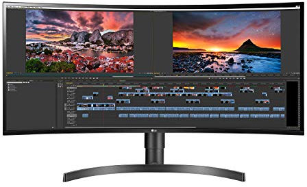 LG 34WN80C-B UltraWide Monitor 34” 21:9 Curved WQHD (3440 x 1440) IPS Display, USB Type-C (60W PD), sRGB 99% Color Gamut, 3-Side Virtually Borderless Design, Tilt/Height Adjustable Stand - Black