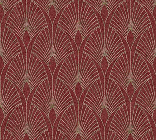 Art Deco Wallpaper 50's Glam New Walls A.S. Création Non-Woven Wallpaper 10.05 m x 0.53 m Red Gold Made in Germany 374274 37427-4