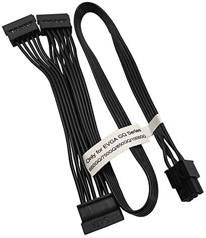 COMeap Cable de alimentación SATA para fuentes semimodulares EVGA GQ, adaptador de disco duro SATA de 6 pines a 3 x 15 pines, 50 cm