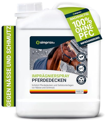 simprax® Pferdedecken Spray-On Imprägnierung - 2,5 Liter Kanister - atmungsaktiv und nachhaltig - für alle Arten von Tier- und Pferdedecken