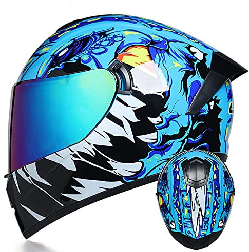 Modularer Integraler Integralhelm-Motorradhelm mit Dual-Visier Anti-Fog-Helm Dual Lens Motocross-Motorradhelme Erwachsene Männer und Frauen Rennrad Rollerhelme ECE-geprüft,1,S