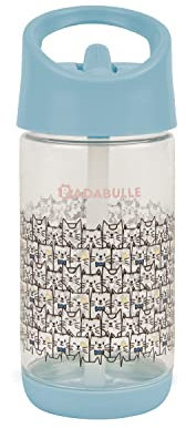 Badabulle Gourde à paille pour enfant 350ml, Anti-fuites, Paille rabattable dans le couvercle, 12m+