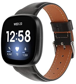 Echtes Lederarmband, kompatibel mit Fitbit Versa 3, verstellbares Leder-Sport-Ersatzarmband für Fitbit Versa 3/Sense Uhr, Damen und Herren