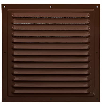 Griglia di ventilazione in metallo da 25 x 25 cm, con zanzariera, per esterni ed interni (25 x 25 cm, marrone)