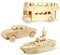 Georgie Porgy Hölzerne 3D Puzzle Sammlung Puzzle Modell Kit Baukasten Holzhandwerk Kinder Puzzle Pädagogisches Spielzeug DIY Geschenk Packung 3(Doppeldecker-Bus Pick-up Yacht)