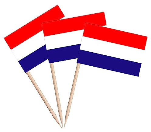 100 Pcs Netherlands Toothpick Flag Toothpicks Flags for Cocktail and Cake Decoration at Parties Celebrations and Sports Events