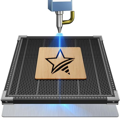Bsdonte Laser Graviermaschine Honeycomb Arbeitstisch - 400x400x22mm Aluminium Wabentisch Laser Wabengitter Waben Arbeitsplatte mit Aluminiumplatte, Waage, Eckenschutz Wabenfläche 350x350mm