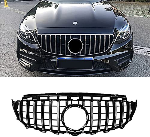 Dciustfhe Auto Front Nieren Kühlergrill Grill Stoßstangen, für Mercedes Benz E Class W213 E63 E200 E300 E320 C238 AMG GT R 2016-2019 ABS Gitter Doppelsteg Mesh Hood Luftansauggitter,Silver Style