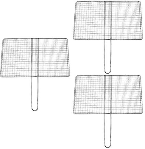 Trjgtas 3pcs Kebab Zubehör Silber Party Werkzeuge Körbe Spieße Kochzubehör Korb Faltbarer Grill Camping Zoll X Rack gegrillte Koteletts Garnelen Steak Griff Gemüsestahl Edelstahl