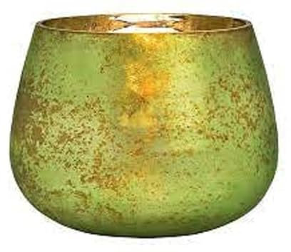 G. Wurm Windlicht Deko Teelichthaler Schale aus Glas grün/Gold 15 x 12 x 15 cm