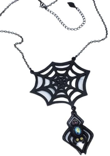 horror-shop Kunsthandwerk Gothic Kette Spinne mit Netz als Geschenk