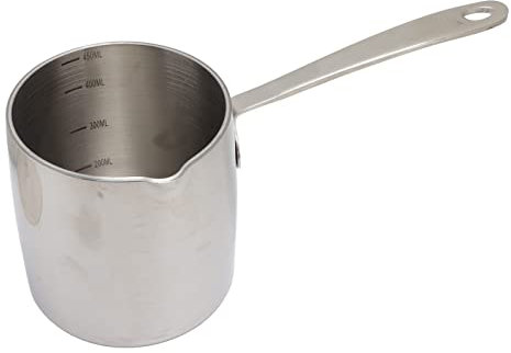 Pot à Chauffe-beurre, 450ML Petite Casserole à Sauce, Pot à Lait en Acier Inoxydable à Fond Plat, Marmite à Beurre avec Poignée, Mini Casserole Chauffe-café pour Faire Fondre le Chocolat (450ML)
