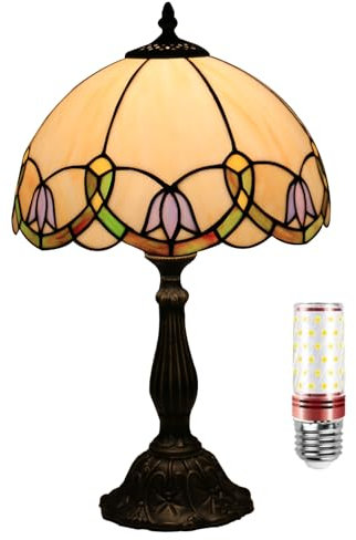 Uziqueif 12 Zoll Tiffany Lamp, Schlafzimmer Lampen Nachttisch, Wohnzimmer Dekoration Vintage Tischlampe, Tiffany Tischlampen