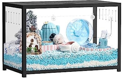 BUCATSTATE Hamsterkäfig Metall 2,0 - Kleintierlebensräume Groß Stapelbar mit Doppeltür 80L x 44,7W x 50,6H cm für Zwerghamster, Nager, Mäuse (0,35m², Schwarz)