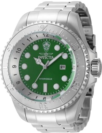 Invicta Hydromax 44745 Herren Uhr - Wasserdicht - Analog - Quarzuhrwerk - Edelstahl mit grünen zifferblat - 52mm