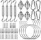 ZONADAH 5mm 304 Stainless Steel Wire Awning Attachment 44pcs Set, Heavy Duty Sun Shade Sail Canopy Hardware Kit for Triangle and Square, Rectangle, Pergola Fixing Accessories Backyard Swimming Pool
