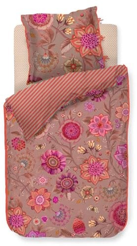 PiP Studio Bettwäsche Viva La Vida Pink Perkal Blüten Schmetterlinge Früchte Beeren Blätter, Größe:155 cm x 220 cm