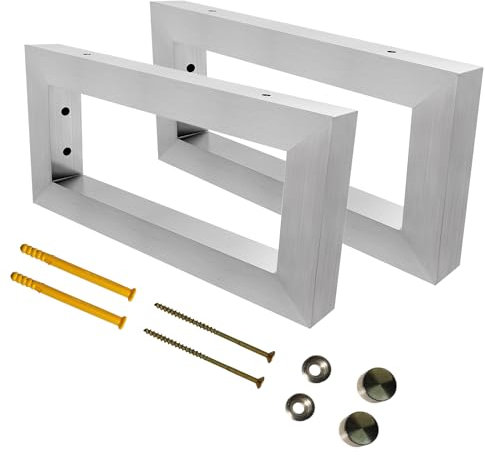 CAVATINY 2X Wand-Konsole RECHTECK | Waschtisch-Halterung stabil | Einfache Wand-Montage | Regal-Halter aus 304 Edelstahl | Konsolen-Träger für Waschbecken & Wand-Regal (Breite 300mm)
