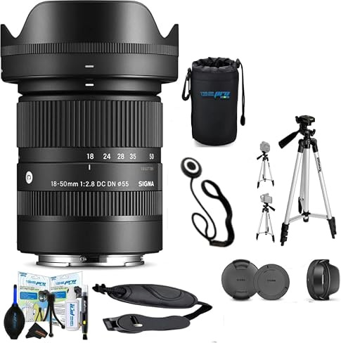 Sigma 18-50mm f2.8 DC DN Contemporary Objectif pour Sony E avec Forfait de base Sunshine Photo - 4 ans de garantie du fabricant aux États-Unis