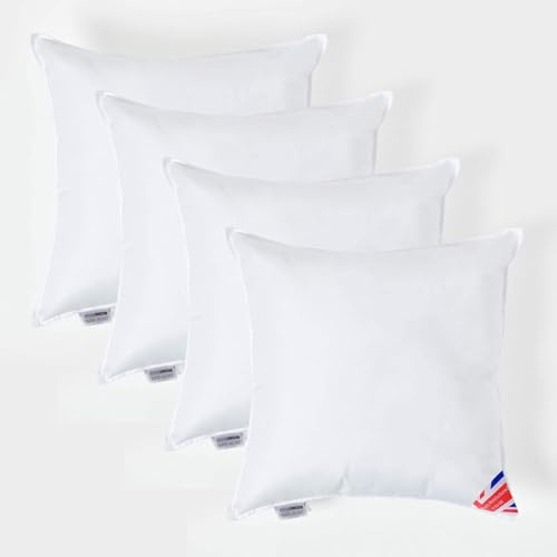 HOMESCAPES 4 Pack Luxury Super Microfibre Cushion Inserts 60cm x 60cm (24 x 24”) Perfect Bounce Back and Soft Cover Generously Filled Inner Pads Hypoallergenic Cushion Filler Handmade Machine Washable