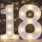 Decorative Led Light Up Number Letters, White Plastic Marquee Number Lights Sign for 18th Birthday Party Wedding Decor Battery Operated Numbers (18)