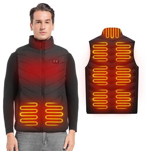 XINSONYUELL Heated Vests for Men,Electric USB Charging Lightweight Warming Heated Jacket with 9 Heated Zones,Washable & Quick Heating(Battery Pack Not Included)