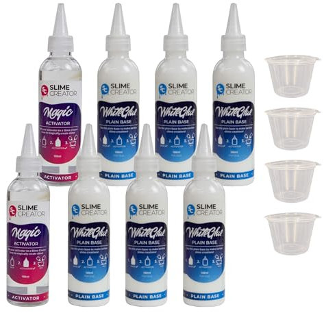 Slime Creator Plain White Glue Slime Bundle - Magic Activator, Slime Cups (Set of 12)