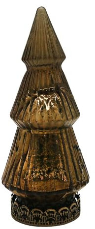 Clayre & Eef Weihnachtsdekoration mit LED-Beleuchtung Weihnachtsbaum Ø 7x16 cm Braun Glas