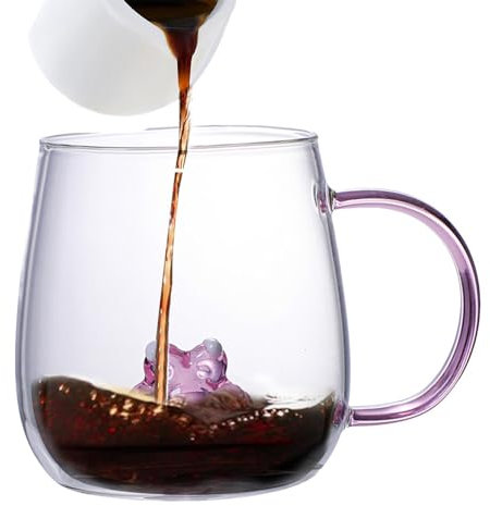 Tazza da caffè a forma di di gatto all'interno, in vetro borosilicato resistente al calore, con manico, 380 ml, tazza da caffè in vetro trasparente, novità animale per caffè, tè, latte,