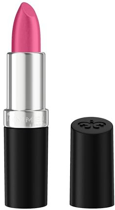 Rimmel Lasting Finish 350 Pink Power Lippenstift, Satin, langanhaltend, satte Farbe, feuchtigkeitsspendend, vegane Formel, 4 g