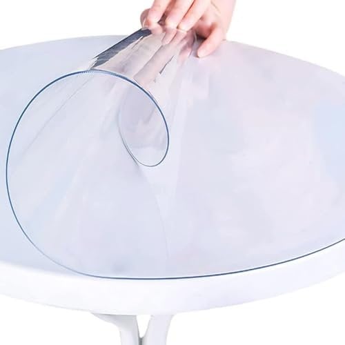 Nappe de Table Ronde Transparente en PVC Facile à Nettoyer, antidérapante et imperméable (110 cm)